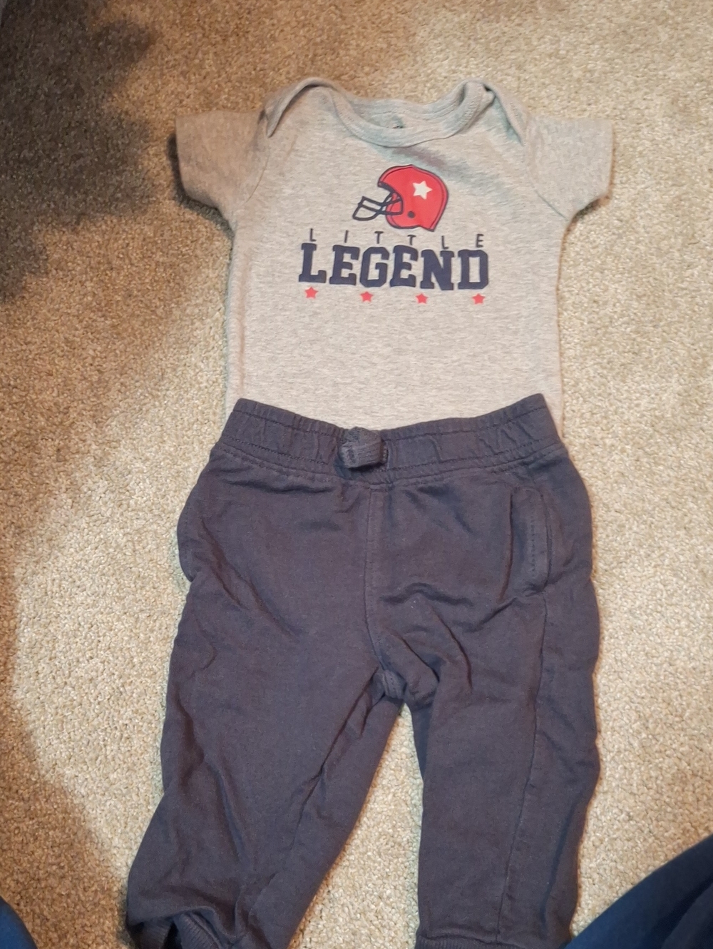 Gerber Grey 'Little Legend' Bodysuit with Navy Joggers